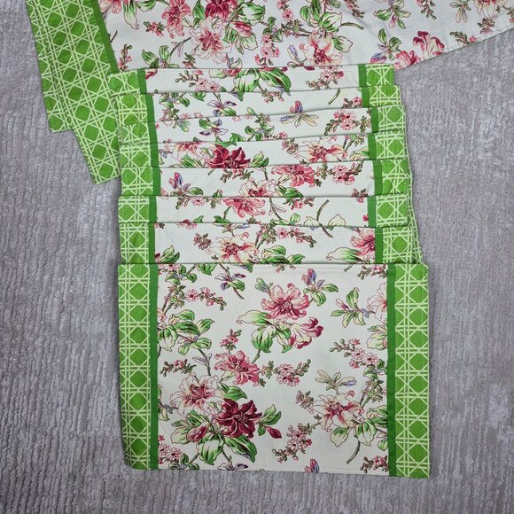 Waverly Table Runner and 8 Placemats Floral Pattern with Green Trim - Picture 3 of 16